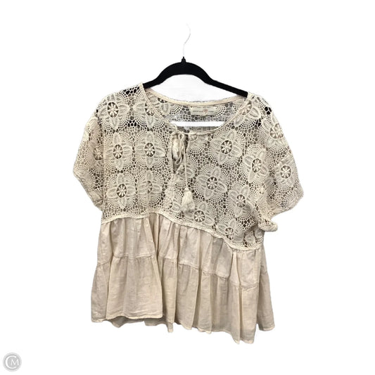 Blouse Short Sleeve By Penelope Rose In Cream, Size: L