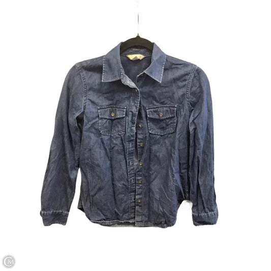 Top Long Sleeve By Banana Republic In Blue Denim, Size: Xs