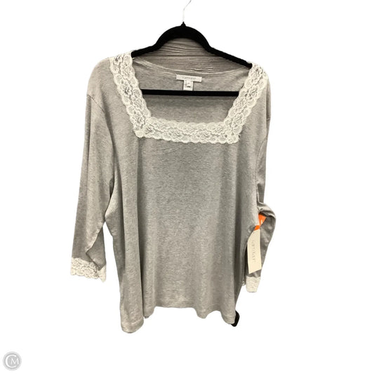Top Long Sleeve By Karen Kane In Grey & White, Size: 3x