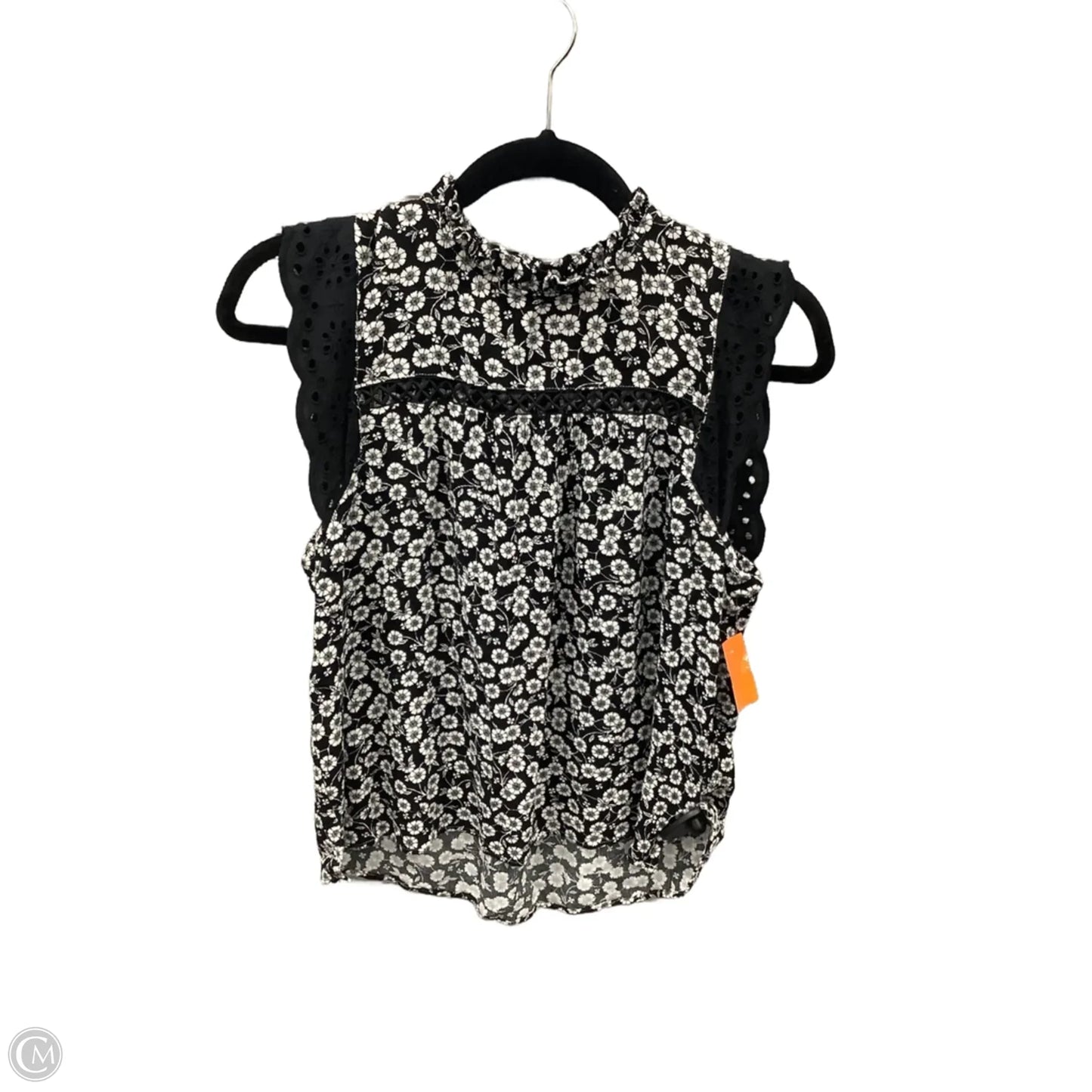 Blouse Sleeveless By Loft In Black & White, Size: S
