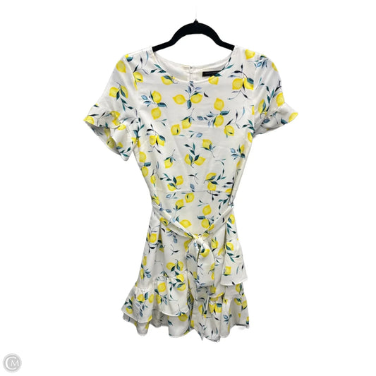 Dress Casual Midi By Banana Republic In White & Yellow, Size: Xs
