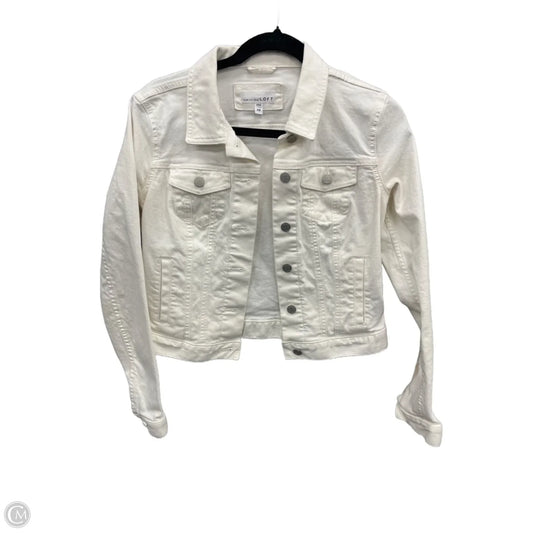 Jacket Denim By Loft In White Denim, Size: Xs