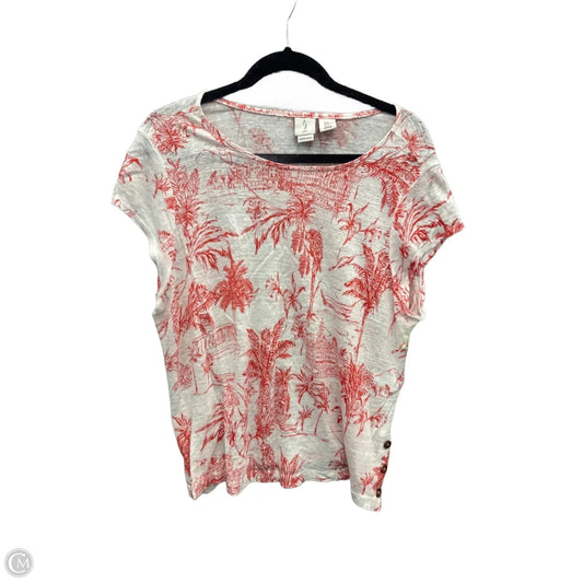 Blouse Short Sleeve By Joie In Orange & White, Size: Xl