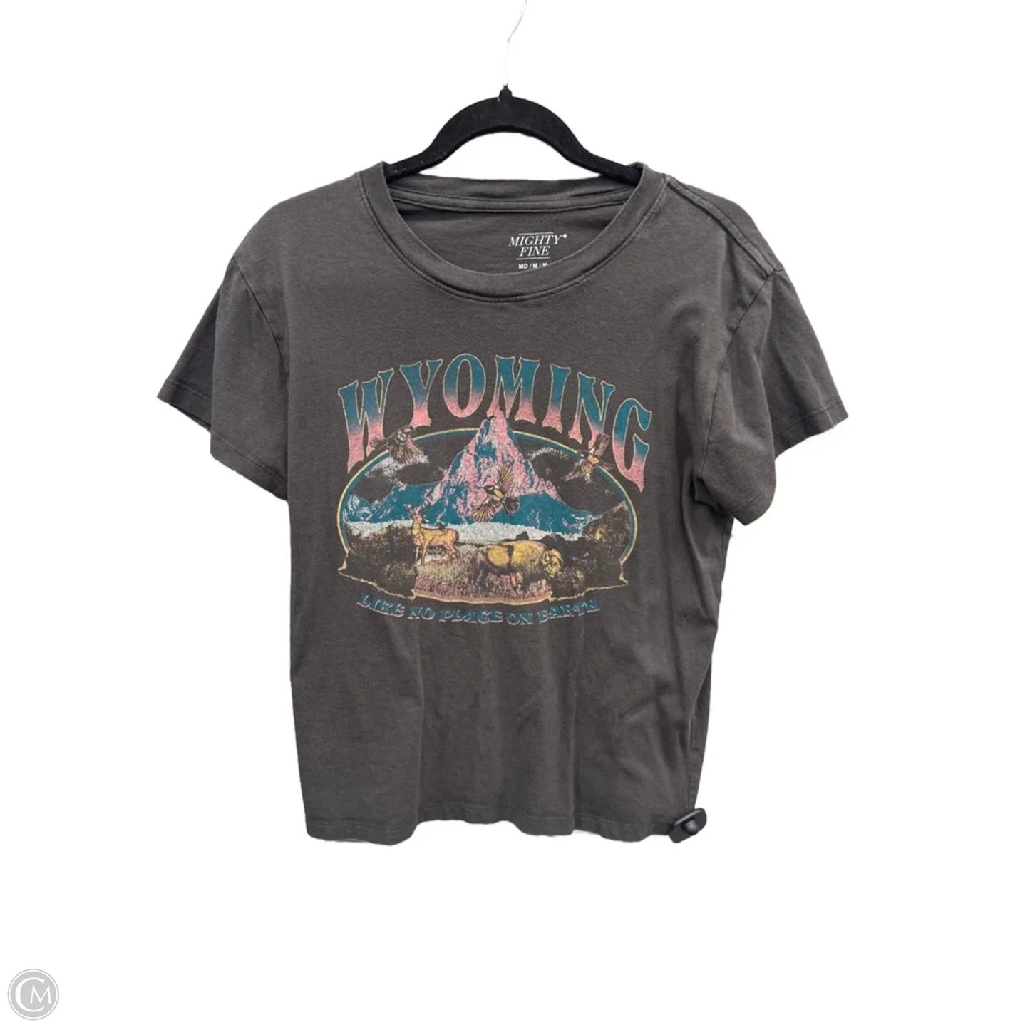 Top Short Sleeve By Mighty Fine In Grey, Size: M