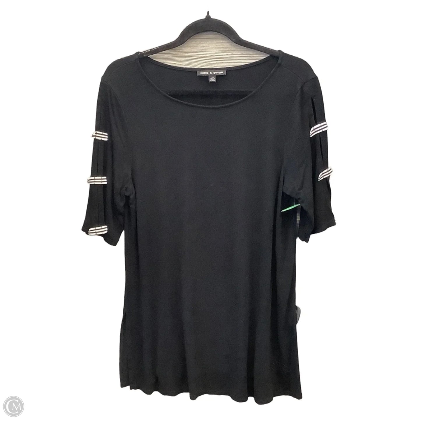 Top Short Sleeve By Cable And Gauge In Black & White, Size: L