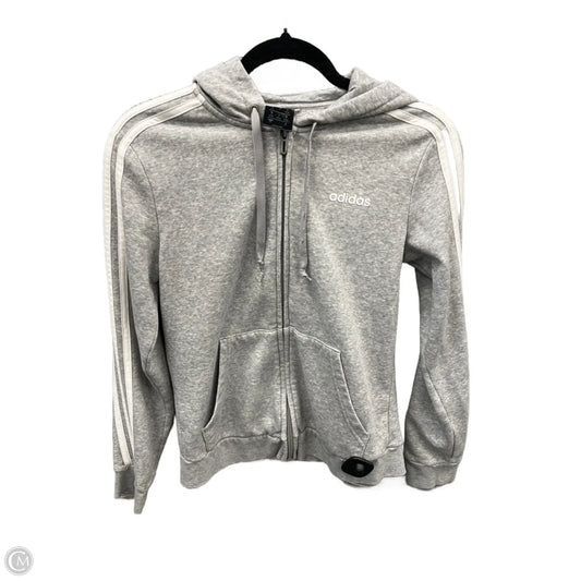 Athletic Top Long Sleeve Hoodie By Adidas In Grey, Size: S