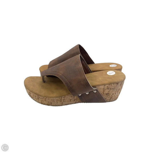 Sandals Heels Wedge By Clothes Mentor In Brown, Size: 8