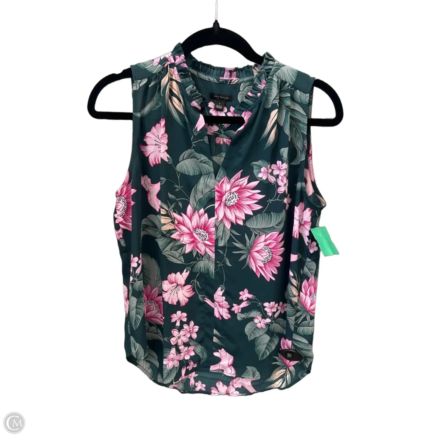 Top Sleeveless By Ann Taylor In Green & Pink, Size: S