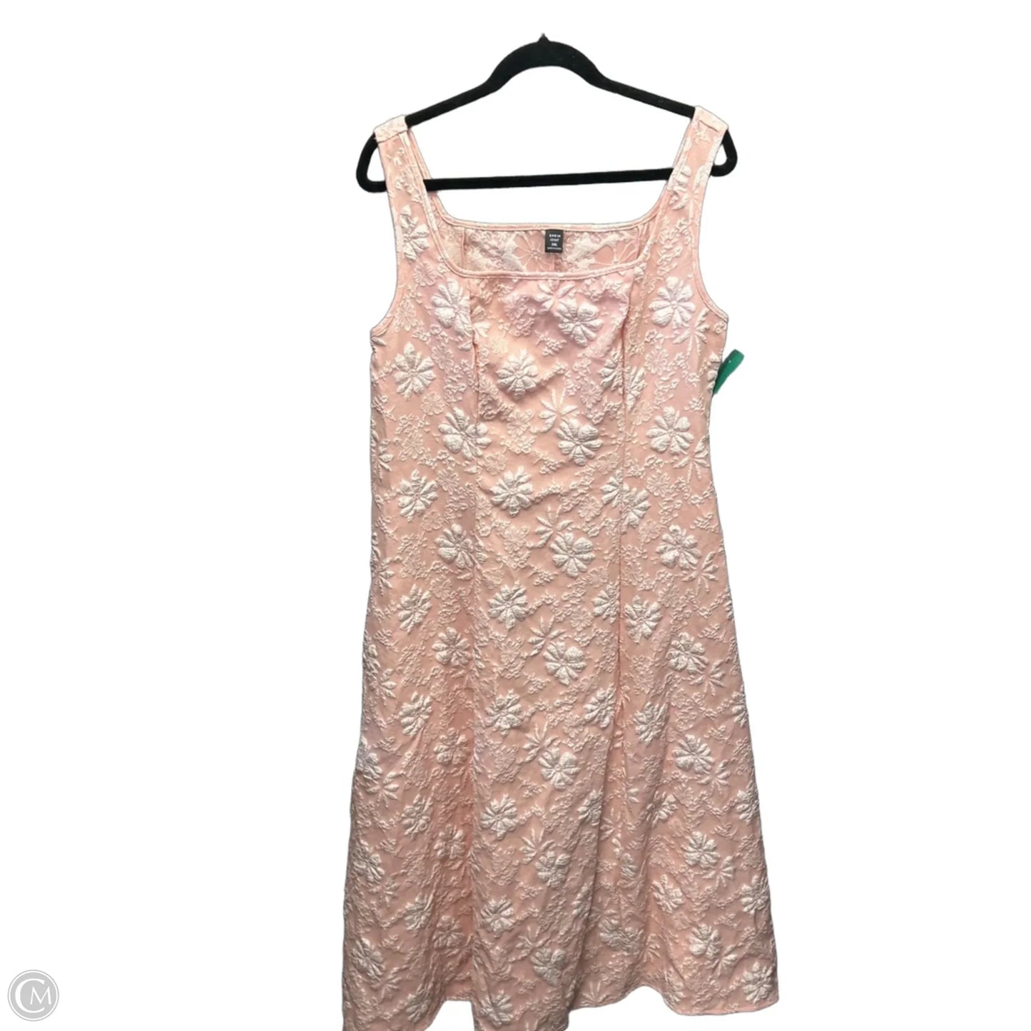 Dress Casual Midi By Shein In Pink & White, Size: 1x