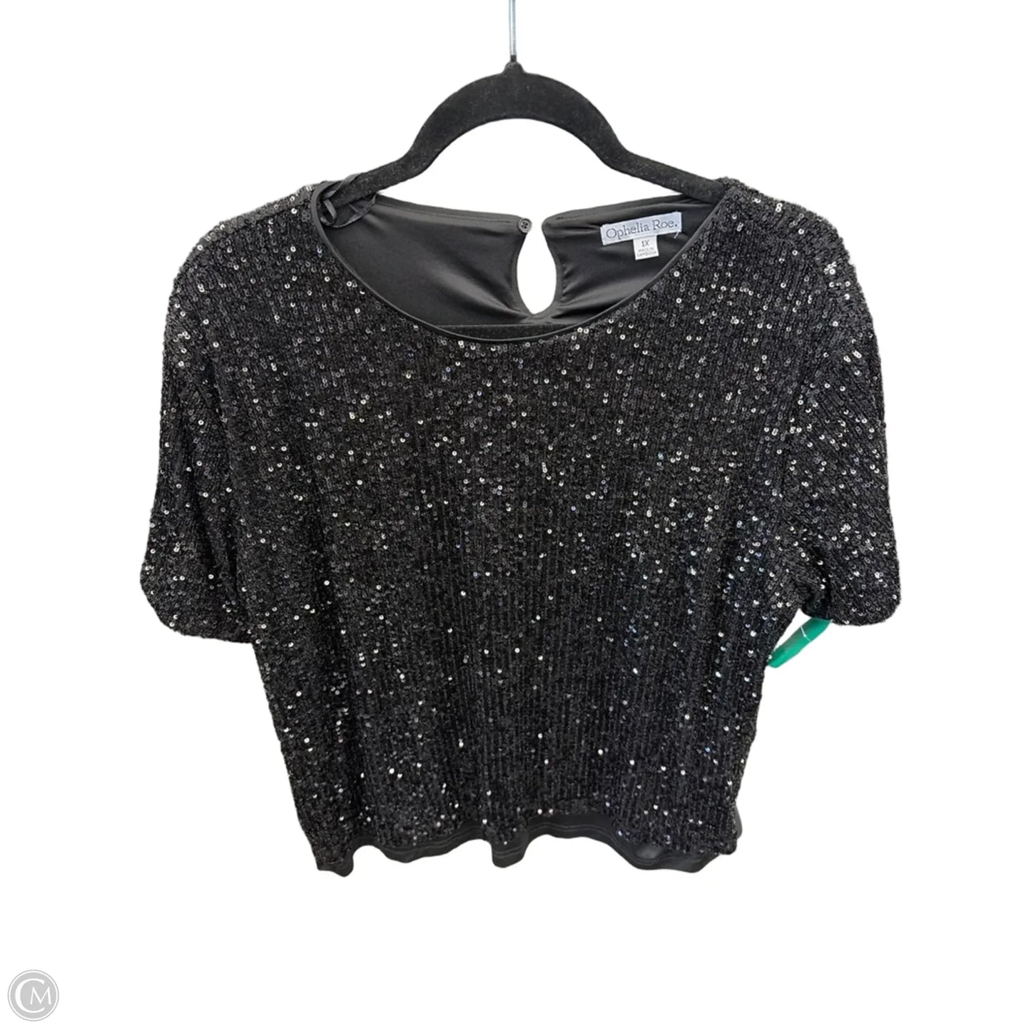 Top Short Sleeve By Ophelia Roe In Black, Size: 1x