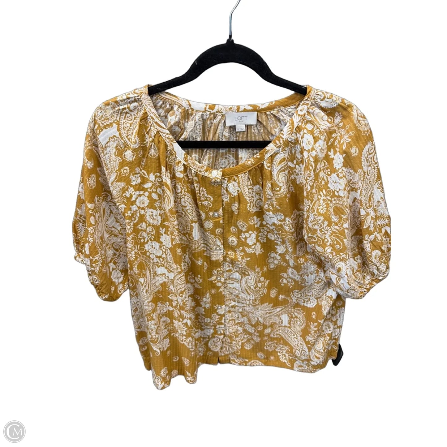 Top Short Sleeve By Loft In Yellow, Size: M