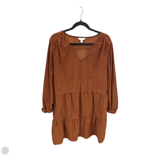 Dress Casual Midi By Time And Tru In Brown, Size: Xxl
