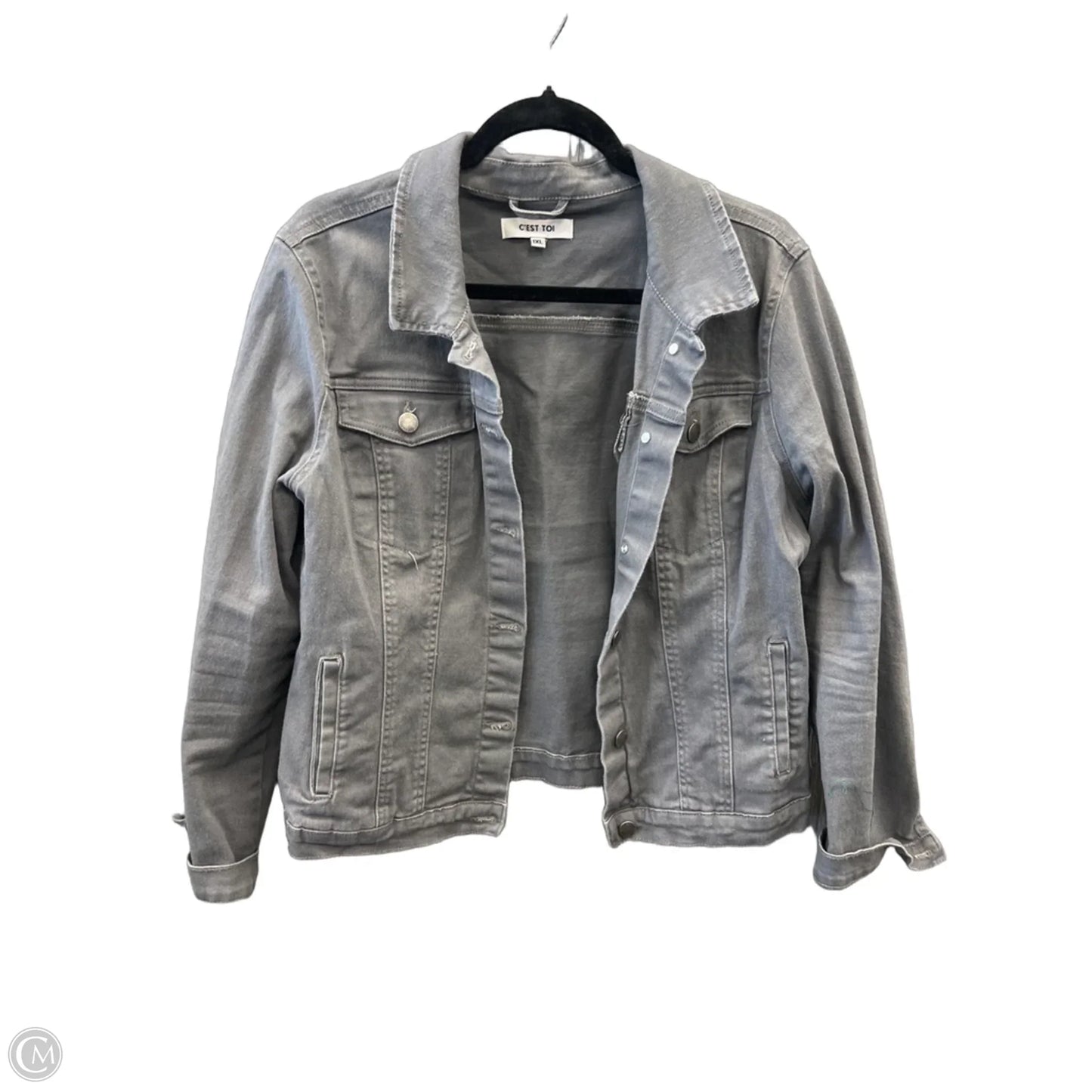 Jacket Denim By C Est. 1946 In Grey, Size: 1x