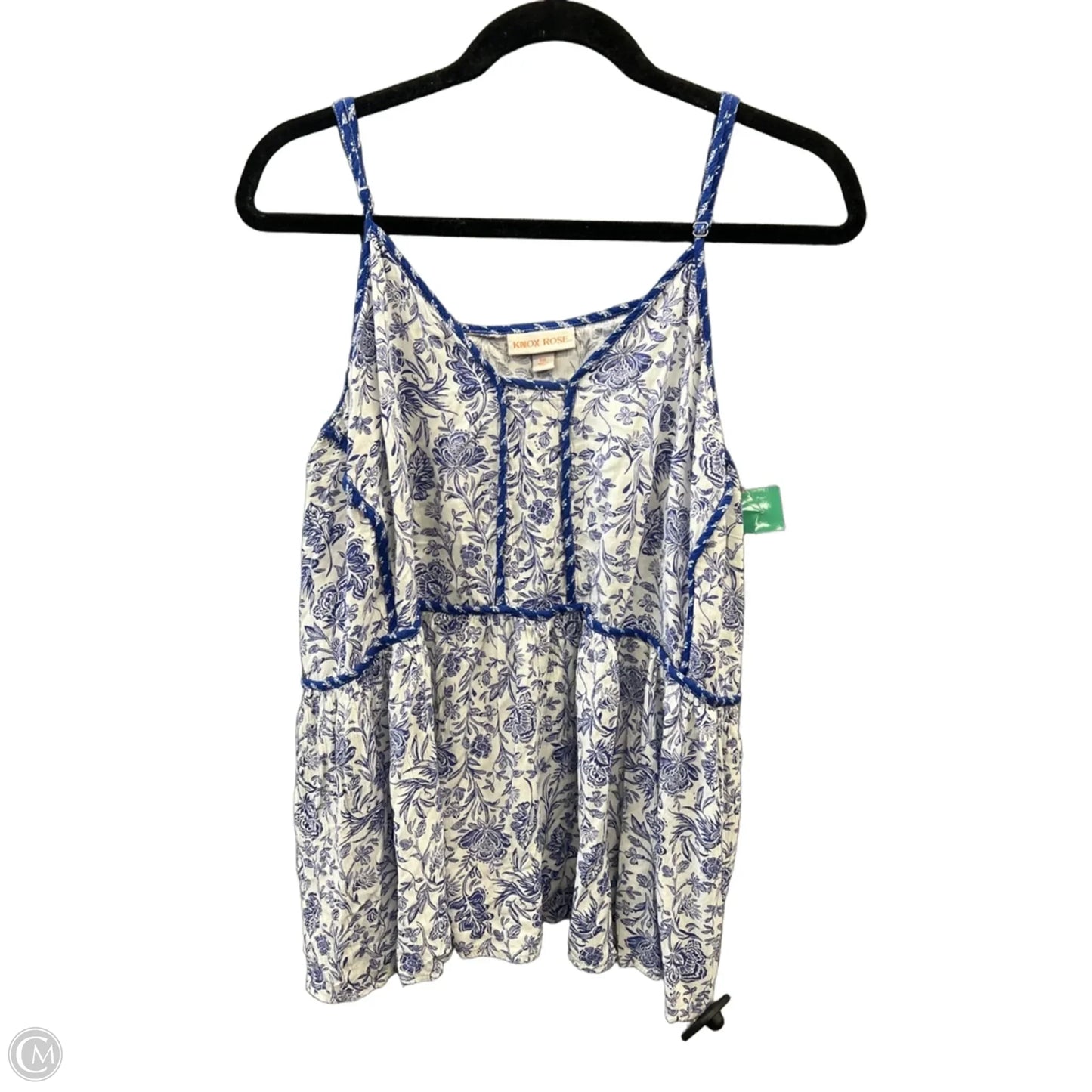 Top Sleeveless By Knox Rose In Blue & White, Size: Xxl