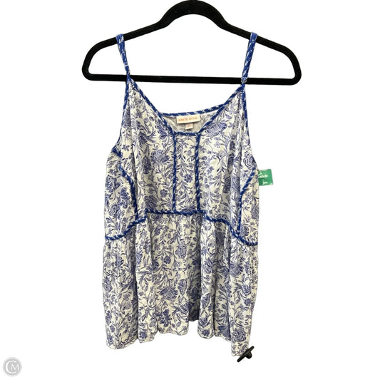 Top Sleeveless By Knox Rose In Blue & White, Size: Xxl