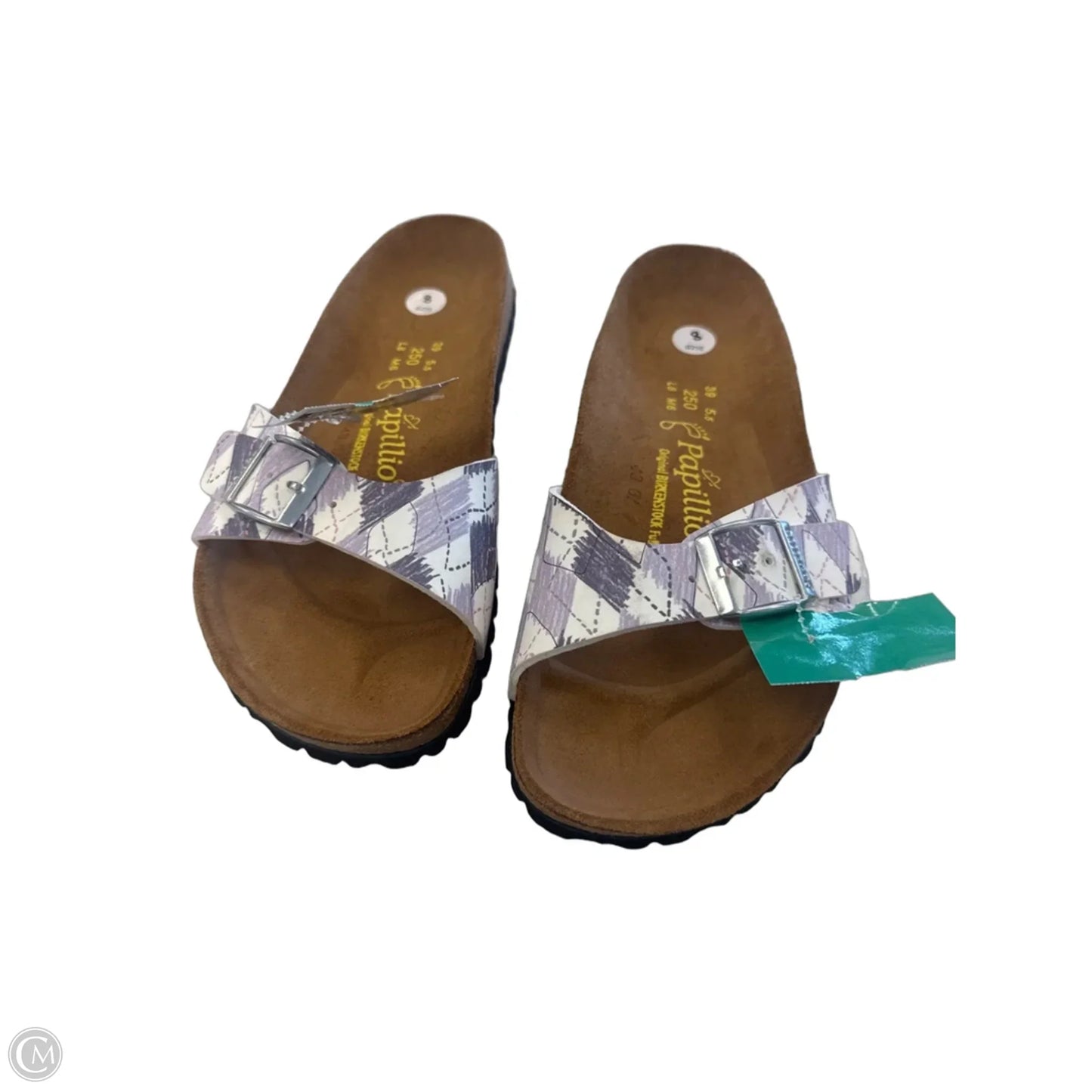 Sandals Flats By Birkenstock In Plaid Pattern, Size: 8