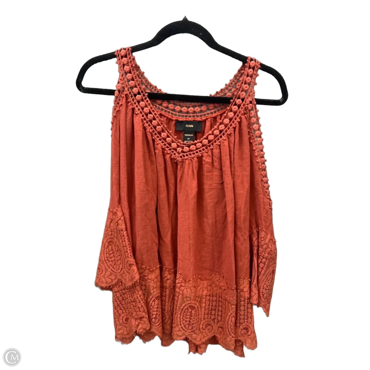Top 3/4 Sleeve By Clothes Mentor In Orange, Size: 2x