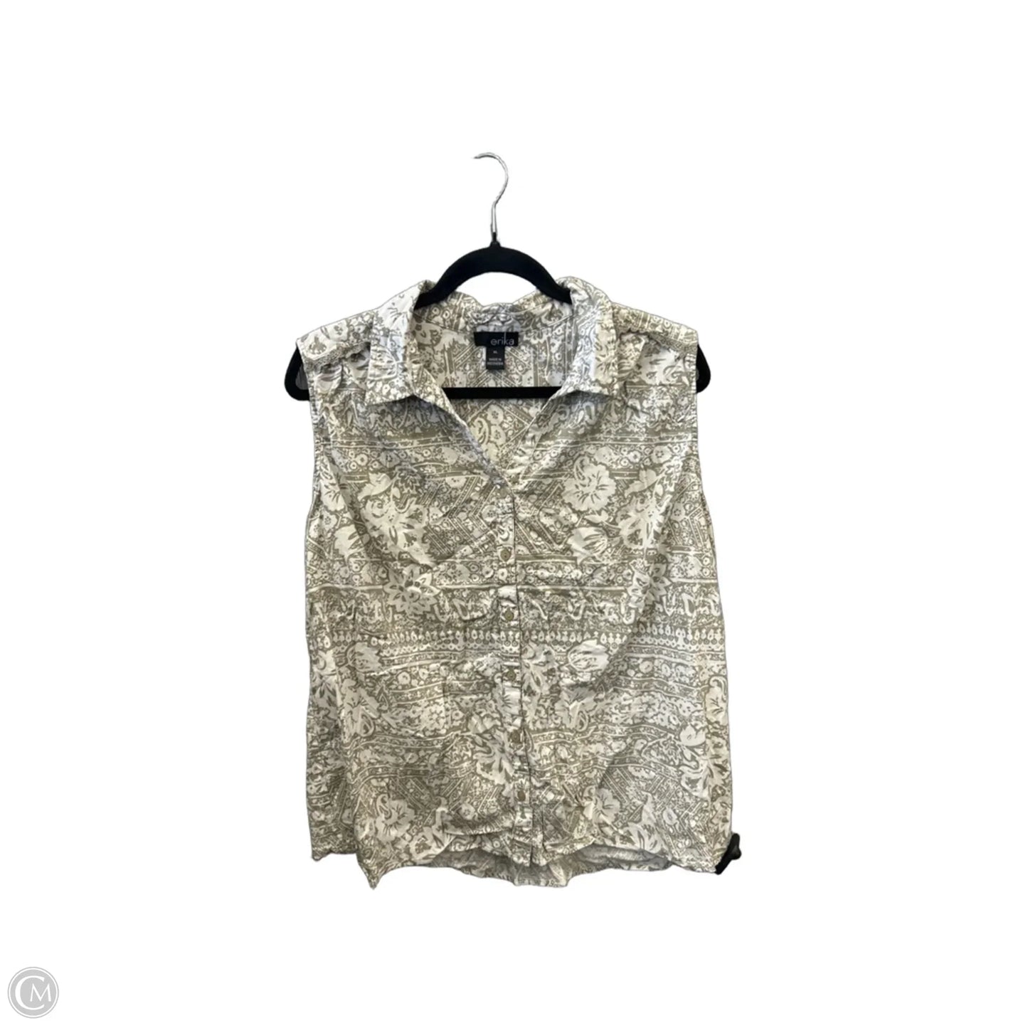 Top Sleeveless By Erika And Co In Green & White, Size: Xl