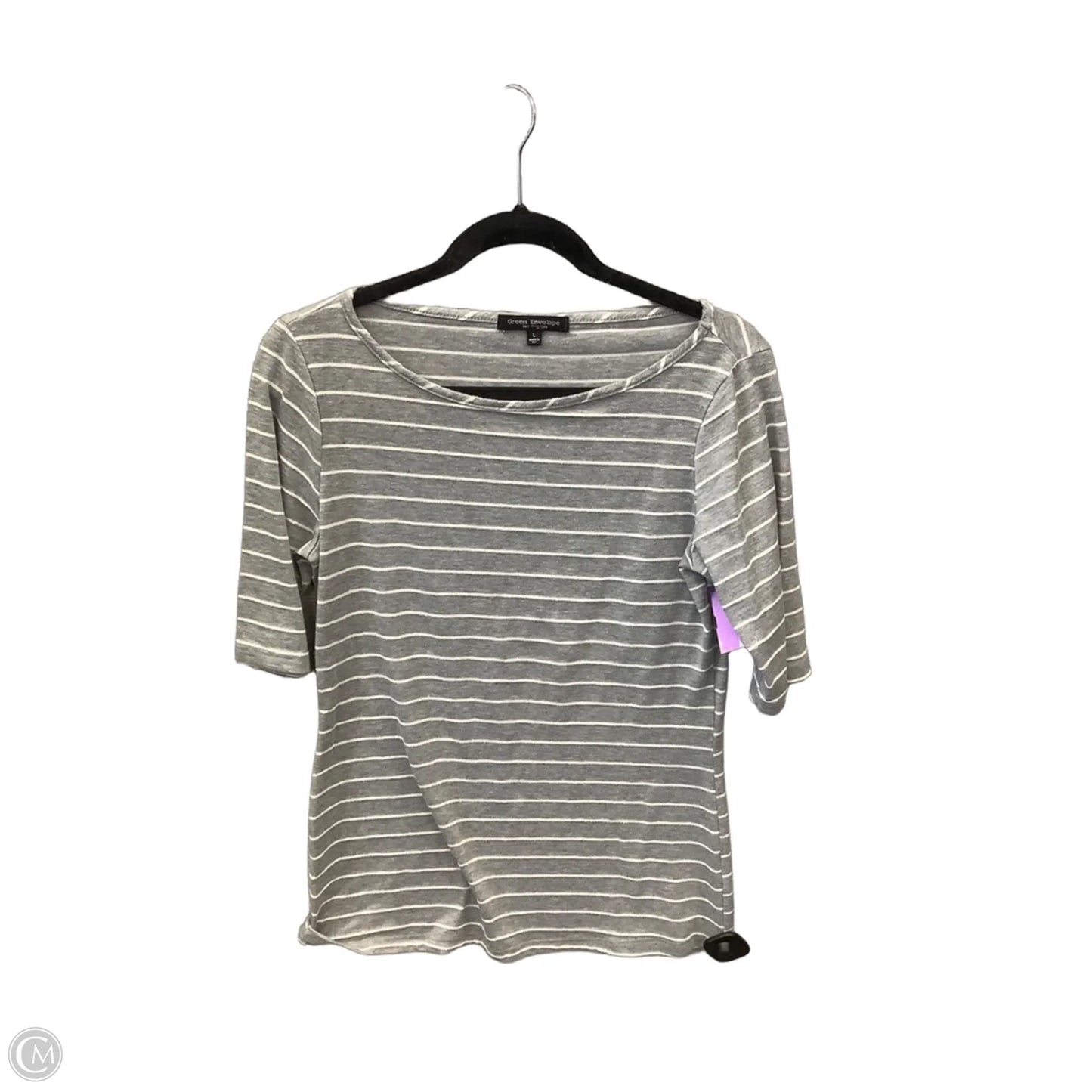 Top Short Sleeve By Green Envelope In Grey & White, Size: L
