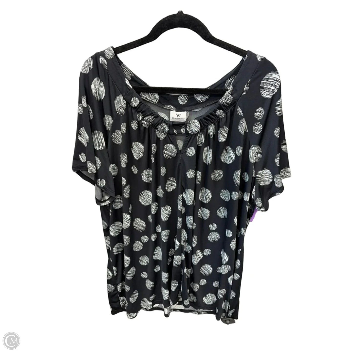 Top Short Sleeve By Worthington In Black, Size: 3x