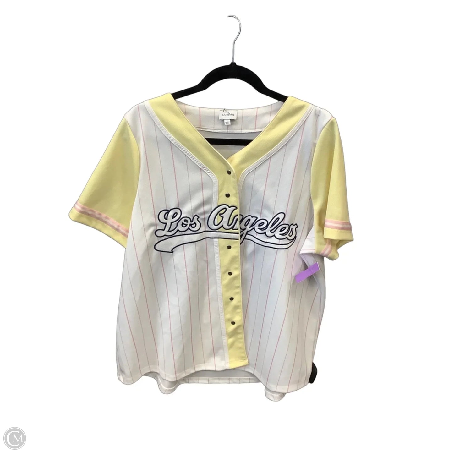 Top Short Sleeve By La Hearts In White & Yellow, Size: L