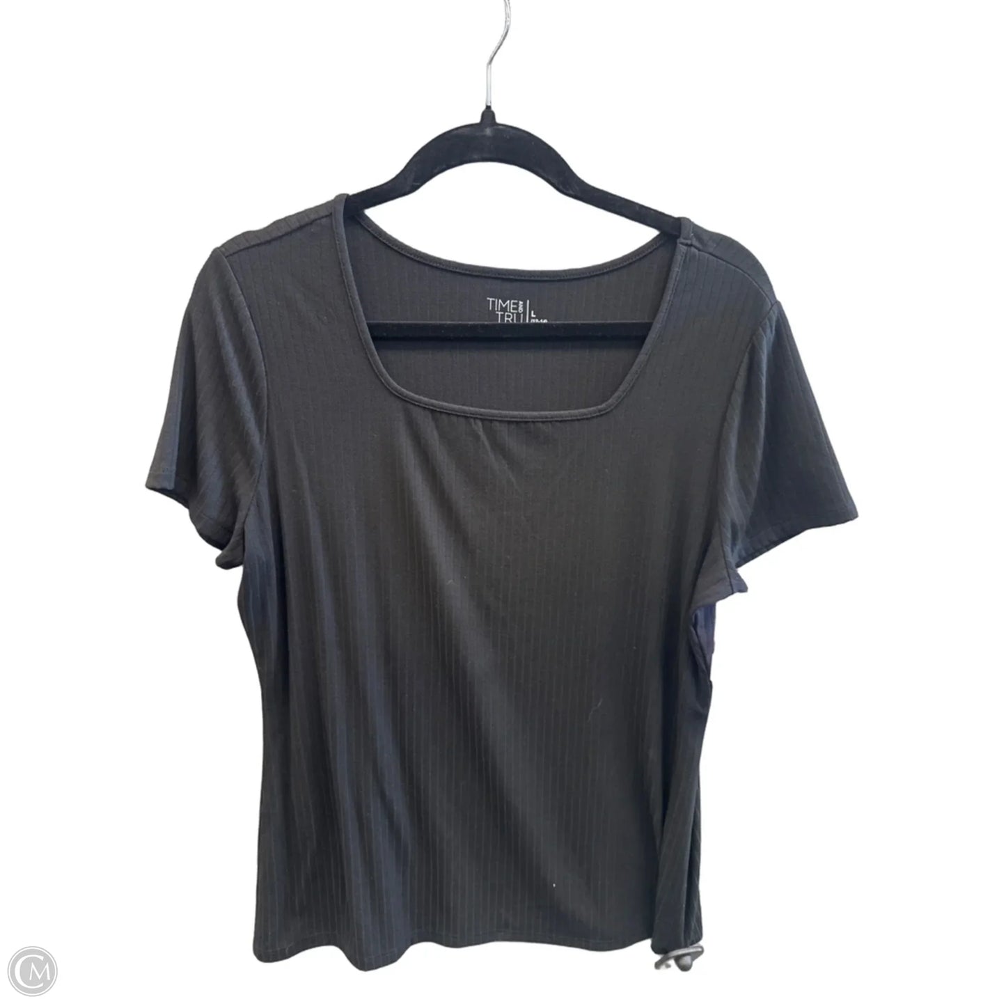 Top Short Sleeve By Time And Tru In Black, Size: L
