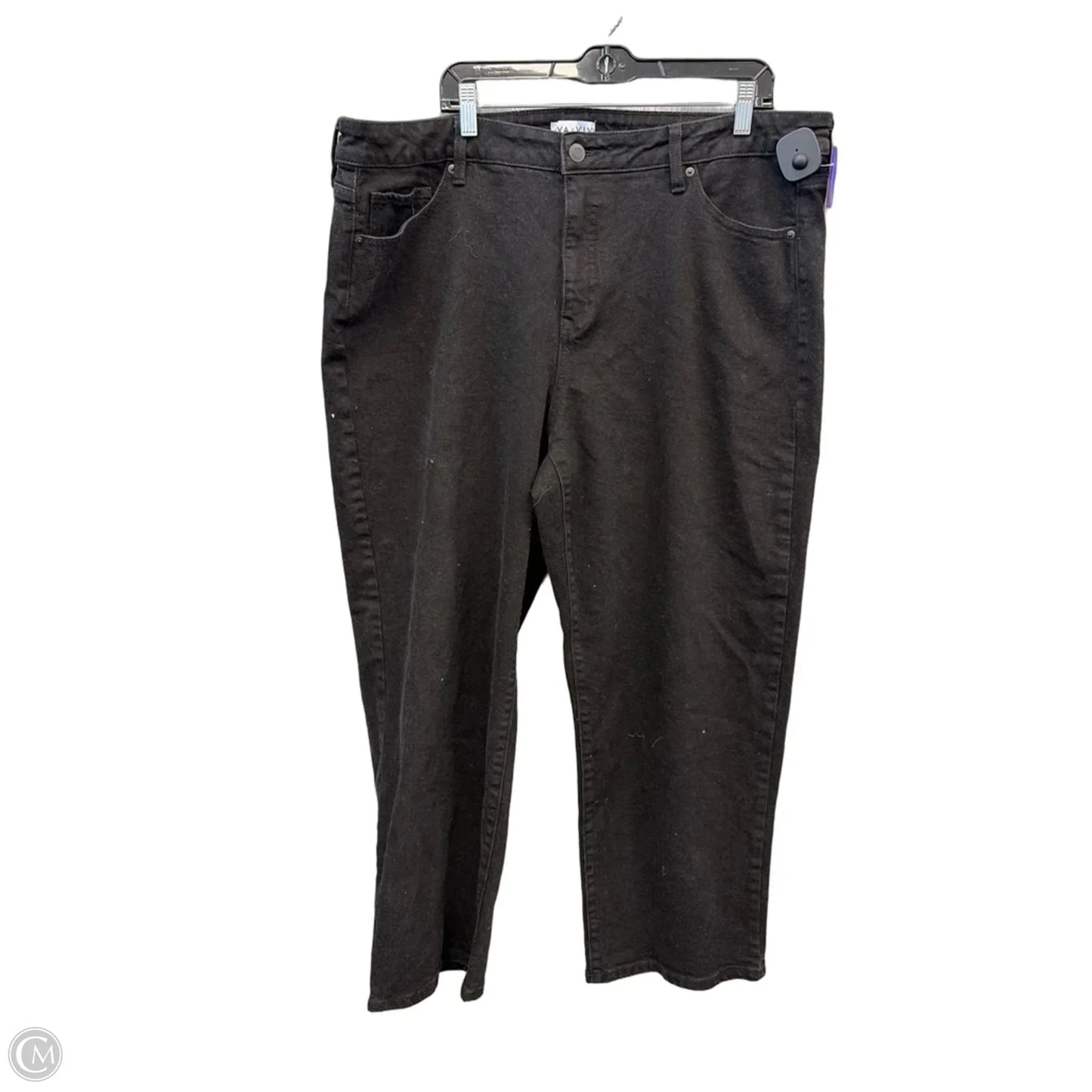 Jeans Straight By Ava & Viv In Black Denim, Size: 22