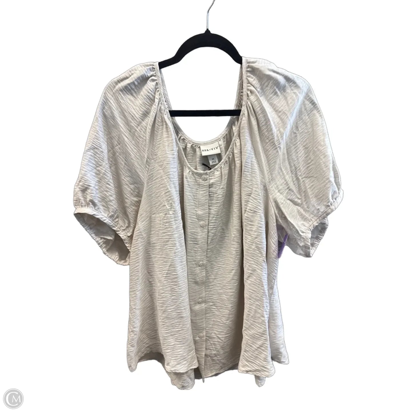 Top Short Sleeve By Ava & Viv In Cream, Size: 3x