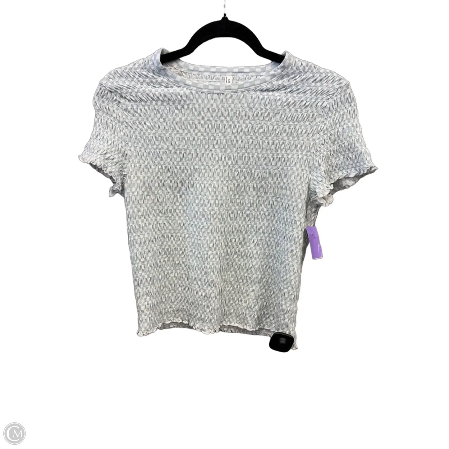 Top Short Sleeve By American Eagle In Blue & White, Size: L