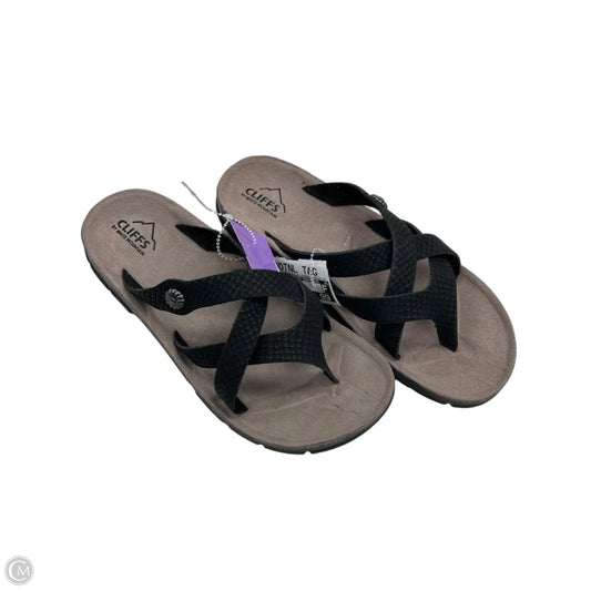 Sandals Flats By Cliffs By White Mountain In Black & Grey, Size: 7.5