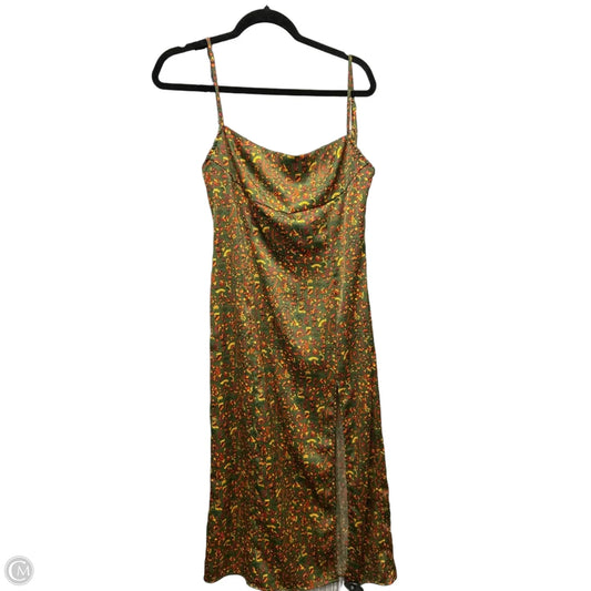 Dress Casual Midi By Urban Outfitters In Green & Orange, Size: M