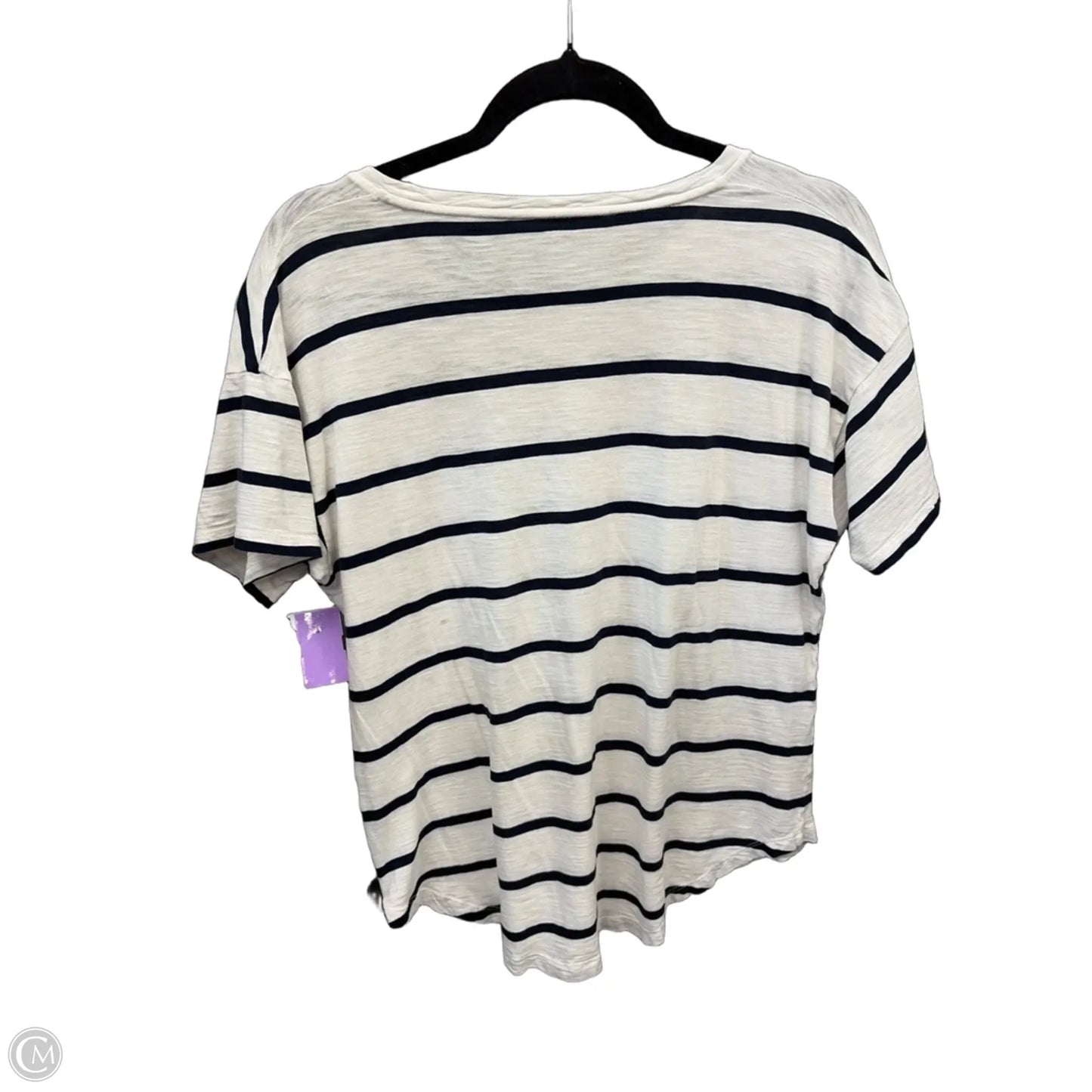 Top Short Sleeve By Madewell In Striped Pattern, Size: L