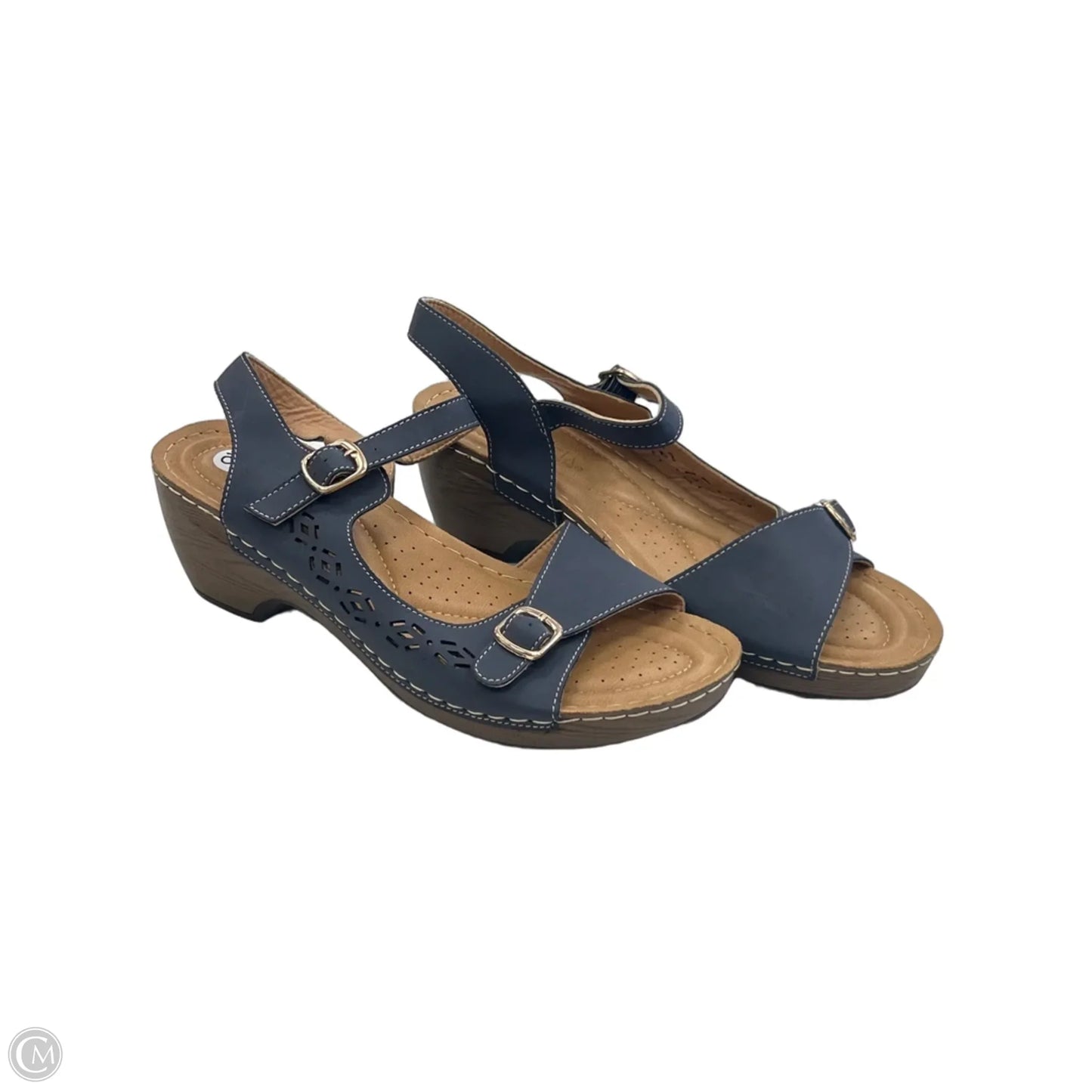 Sandals Flats By Clothes Mentor In Navy, Size: 10