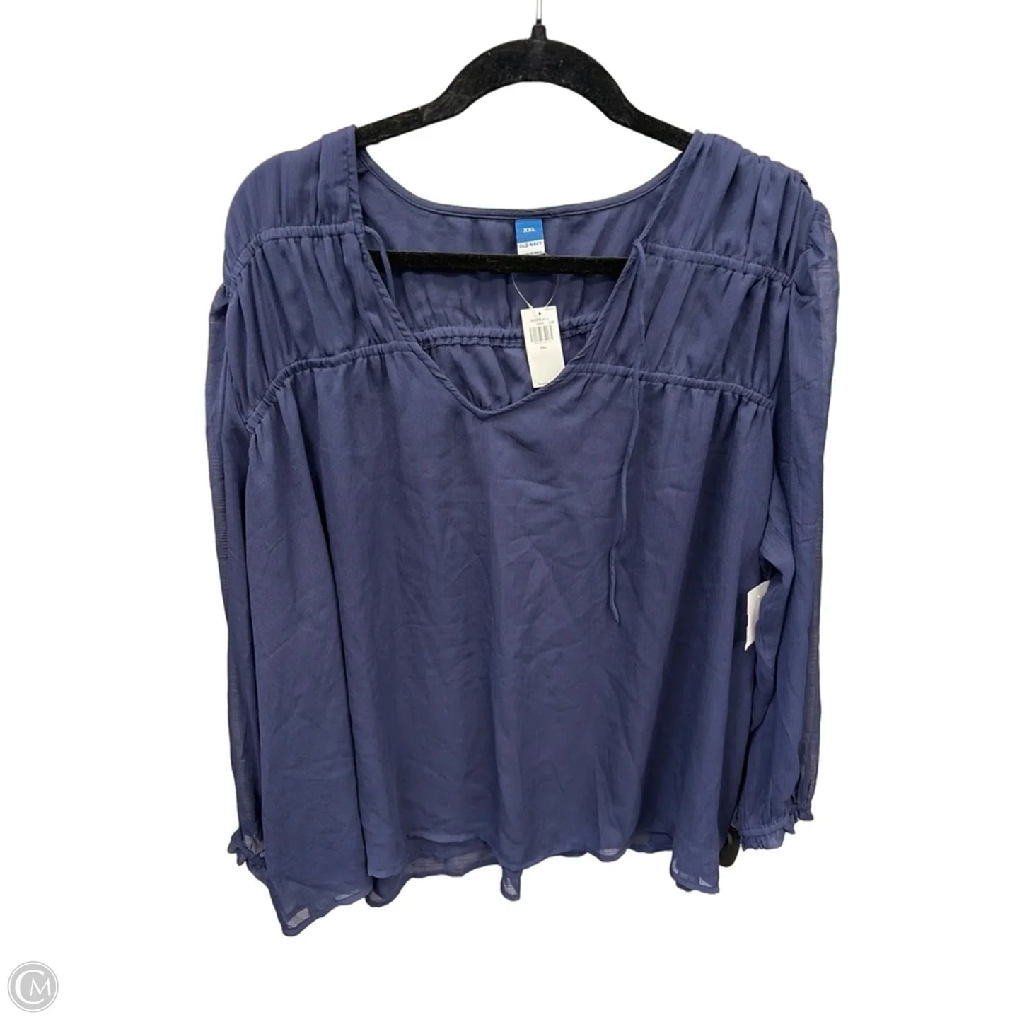 Blouse Long Sleeve By Old Navy In Blue, Size: Xxl
