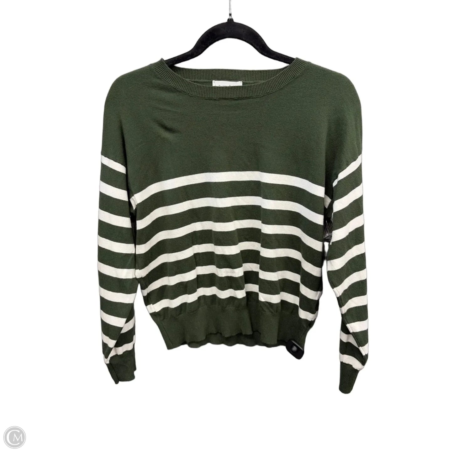 Sweater By Clothes Mentor In Green & White, Size: L