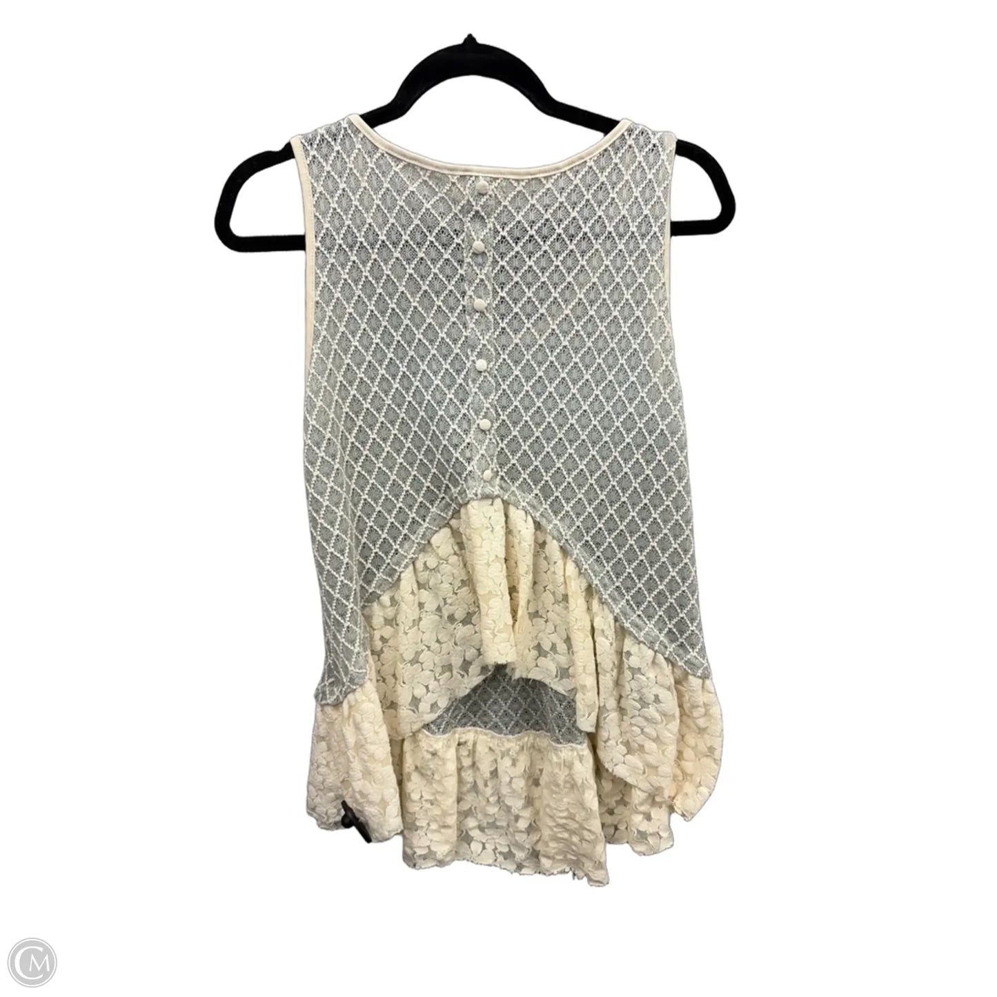 Top Sleeveless By Areve In Cream & Grey, Size: S