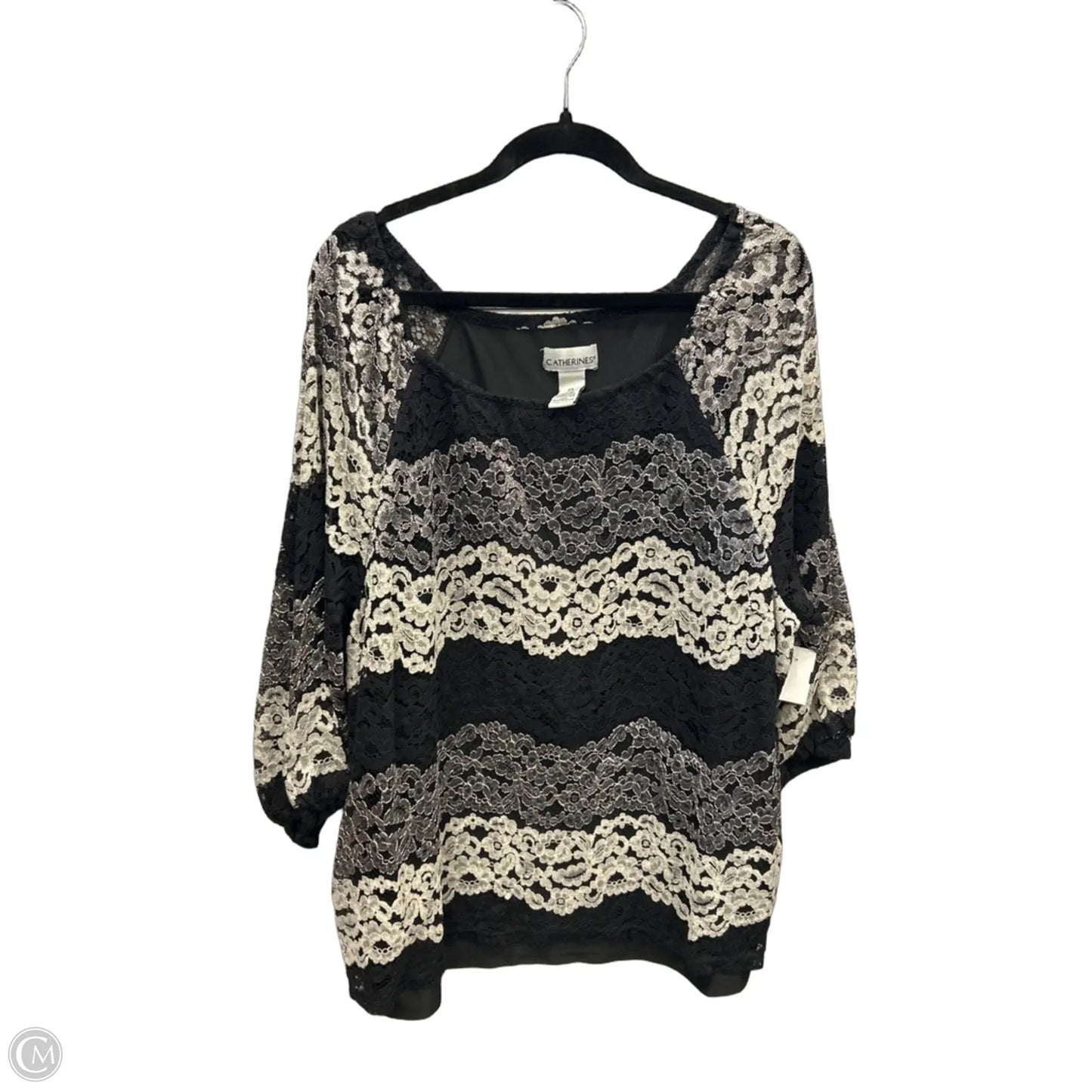 Top Long Sleeve By Catherines In Black & Grey, Size: 2x
