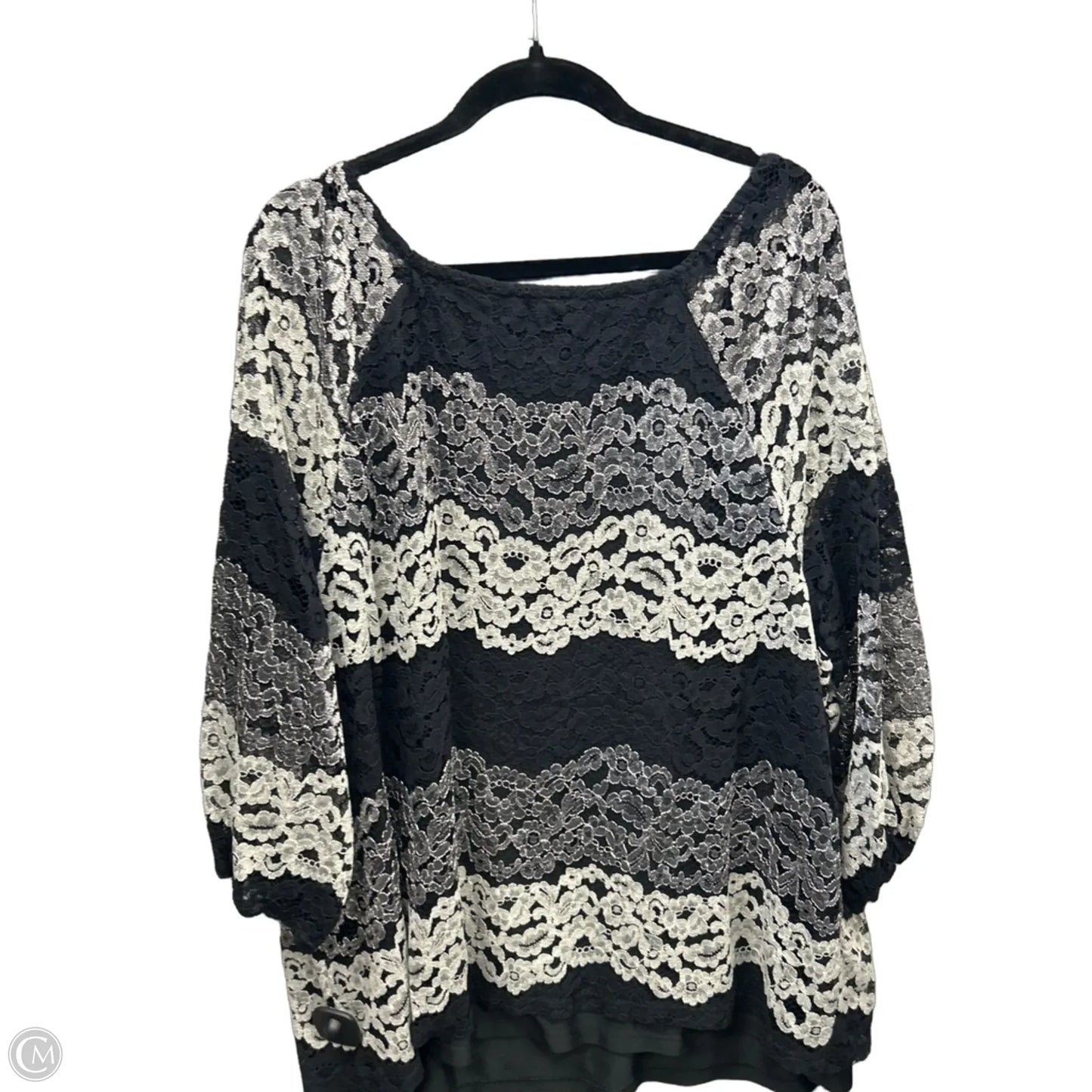 Top Long Sleeve By Catherines In Black & Grey, Size: 2x