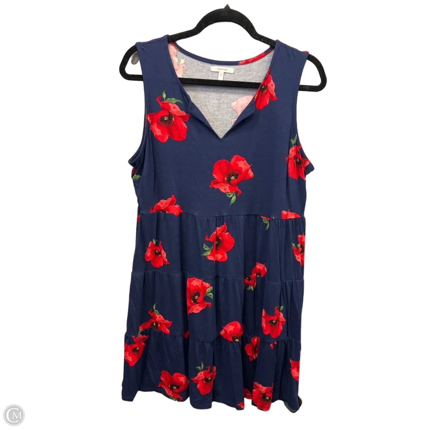 Dress Casual Midi By Maurices In Blue & Red, Size: L