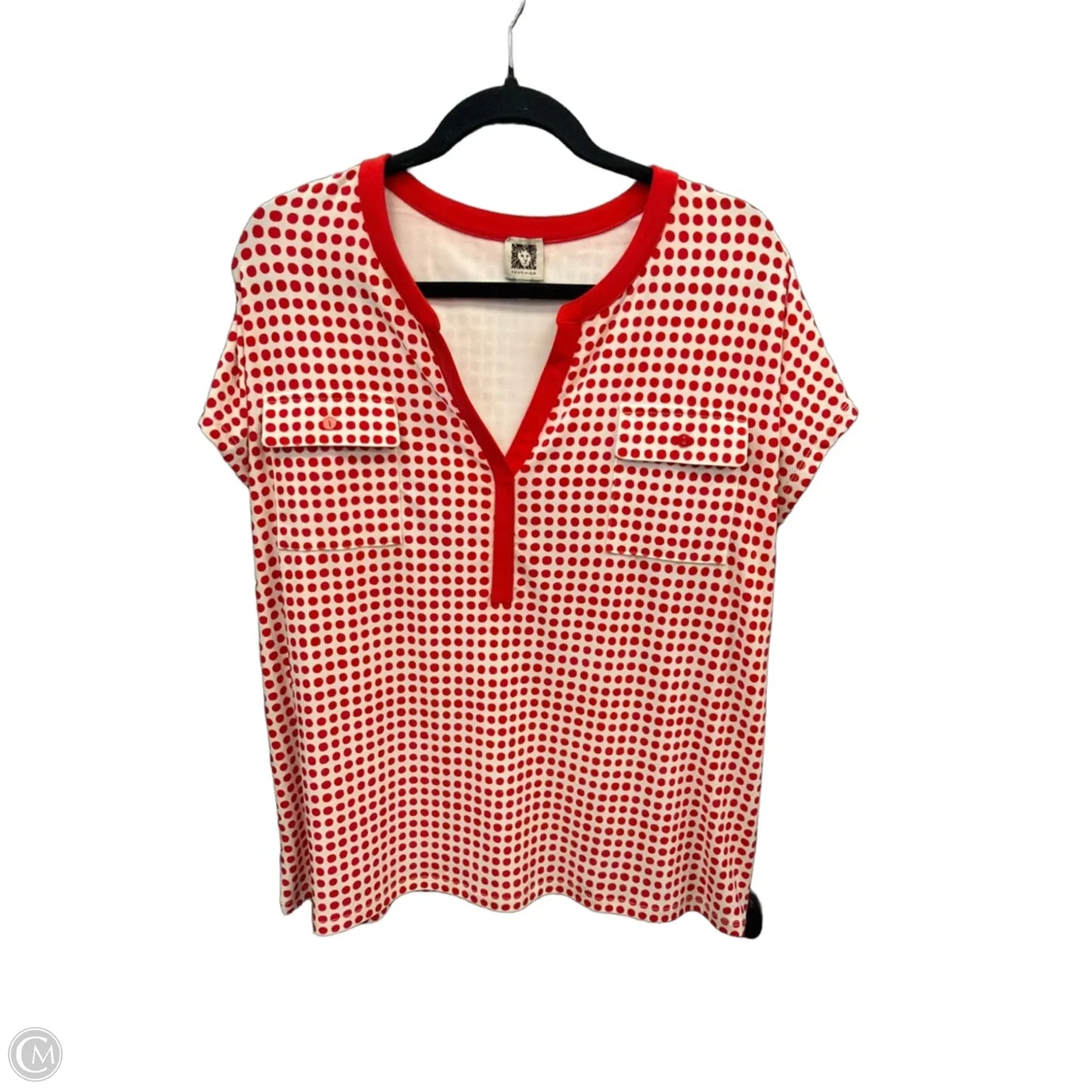 Top Short Sleeve By Anne Klein In Polkadot Pattern, Size: Xl