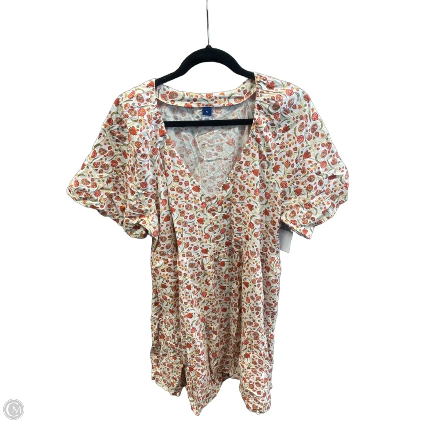 Dress Casual Midi By Old Navy In Orange & White, Size: Xl