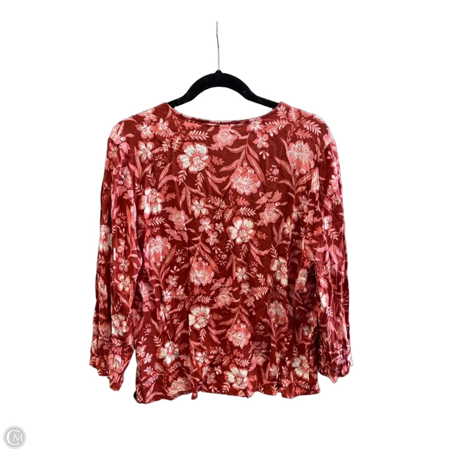 Top Long Sleeve By Como Blu In Orange & Pink, Size: L