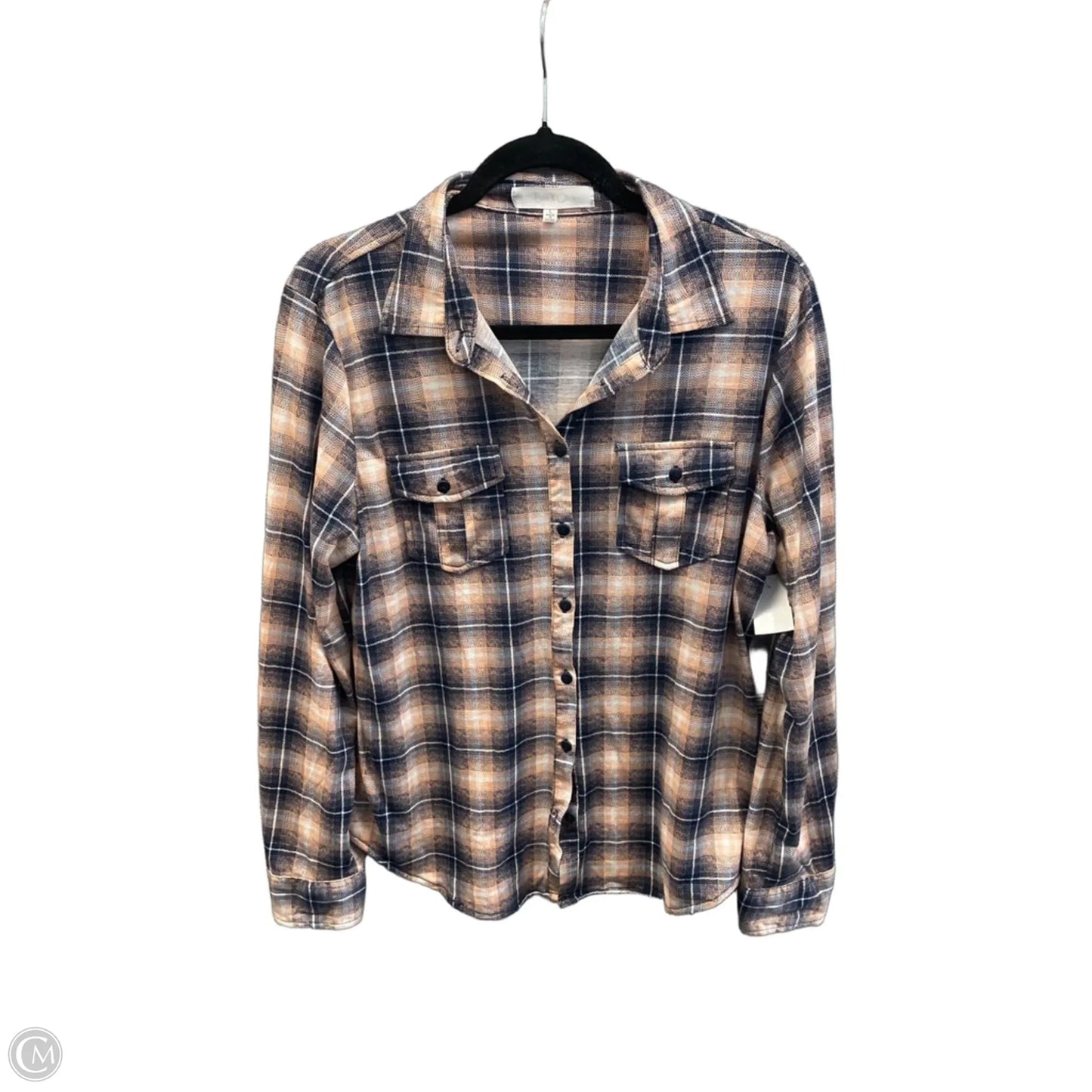 Top Long Sleeve By Eden & Olivia In Plaid Pattern, Size: L