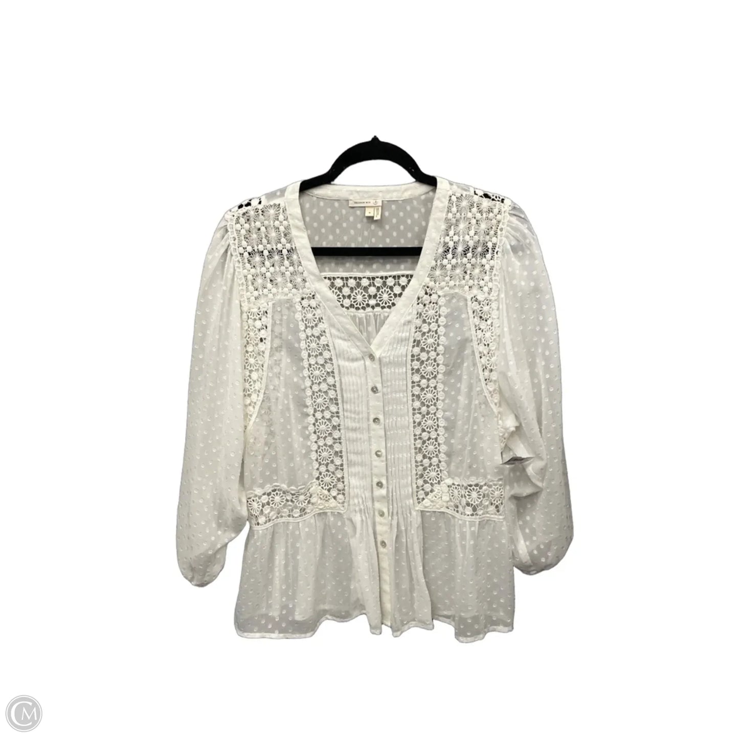 Top Long Sleeve By Meadow Rue In White, Size: M