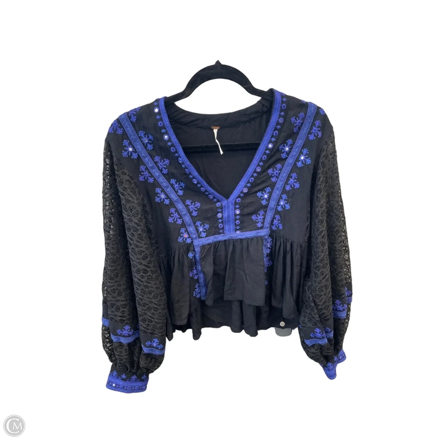 Top Long Sleeve By Free People In Black & Blue, Size: Xs