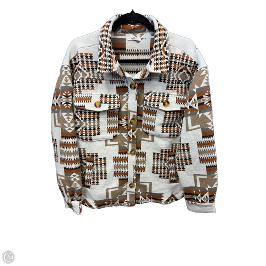 Jacket Shirt By Maurices In Brown & Cream, Size: L