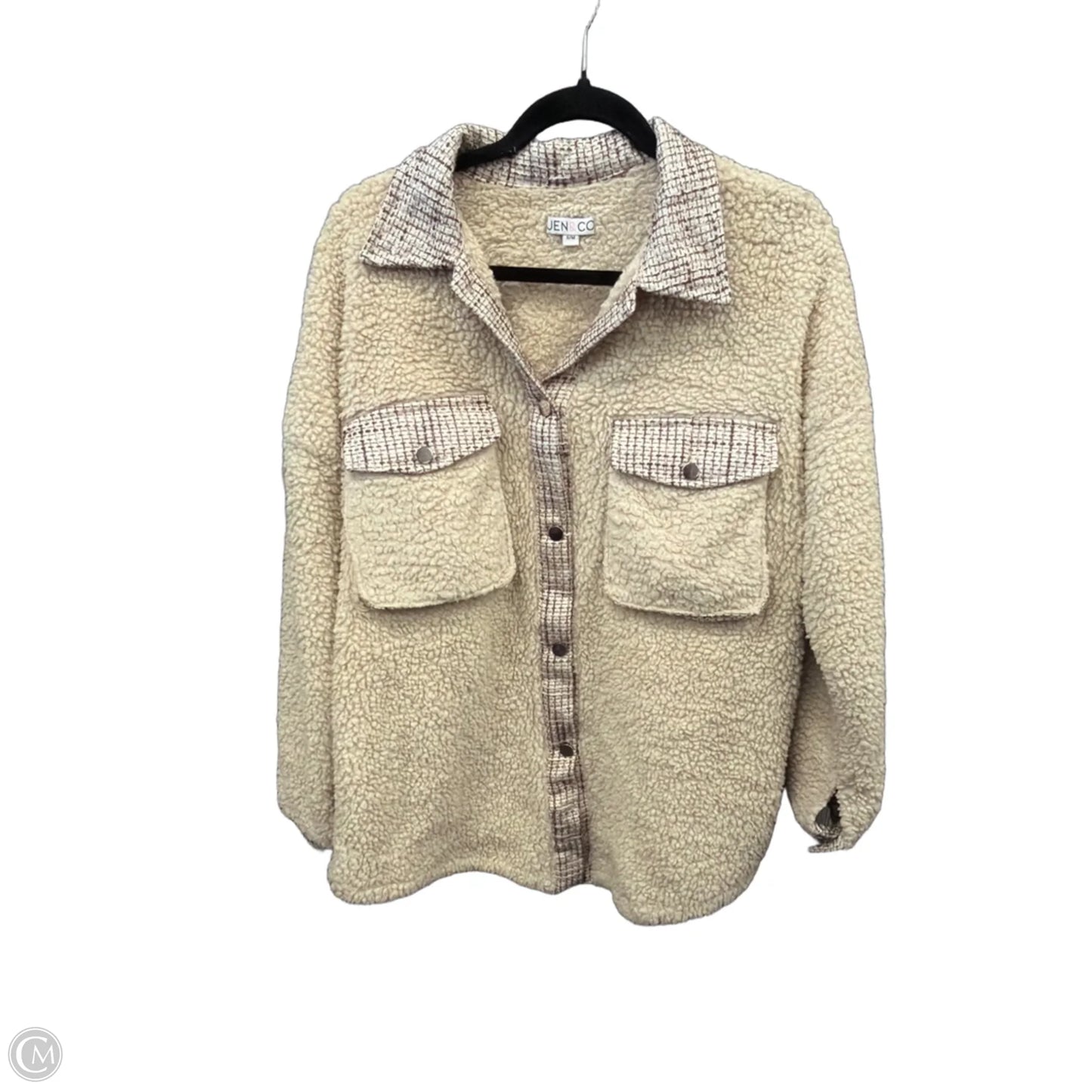 Jacket Faux Fur & Sherpa By Jen & Co In Cream, Size: S
