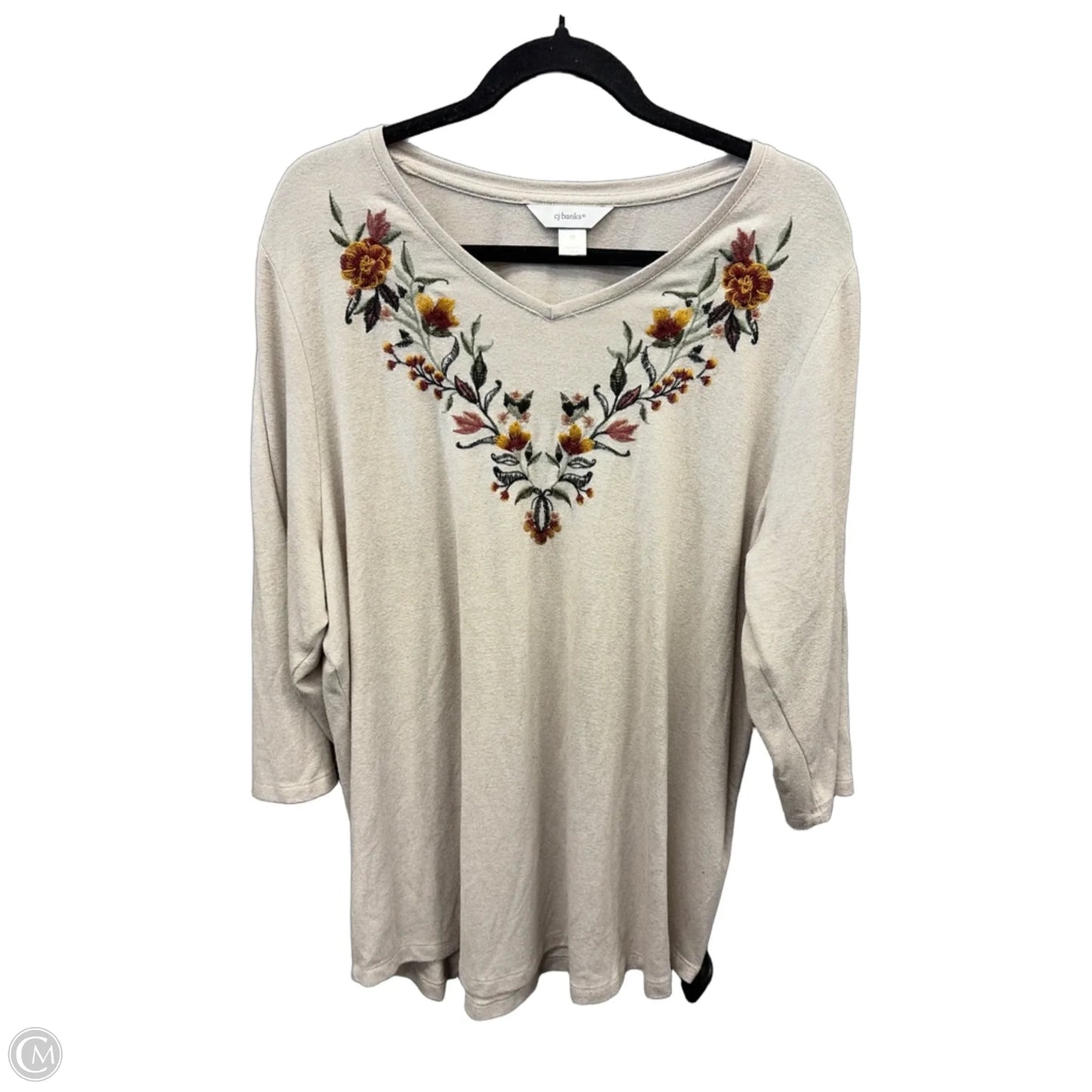 Top Long Sleeve By Cj Banks In Tan, Size: 2x