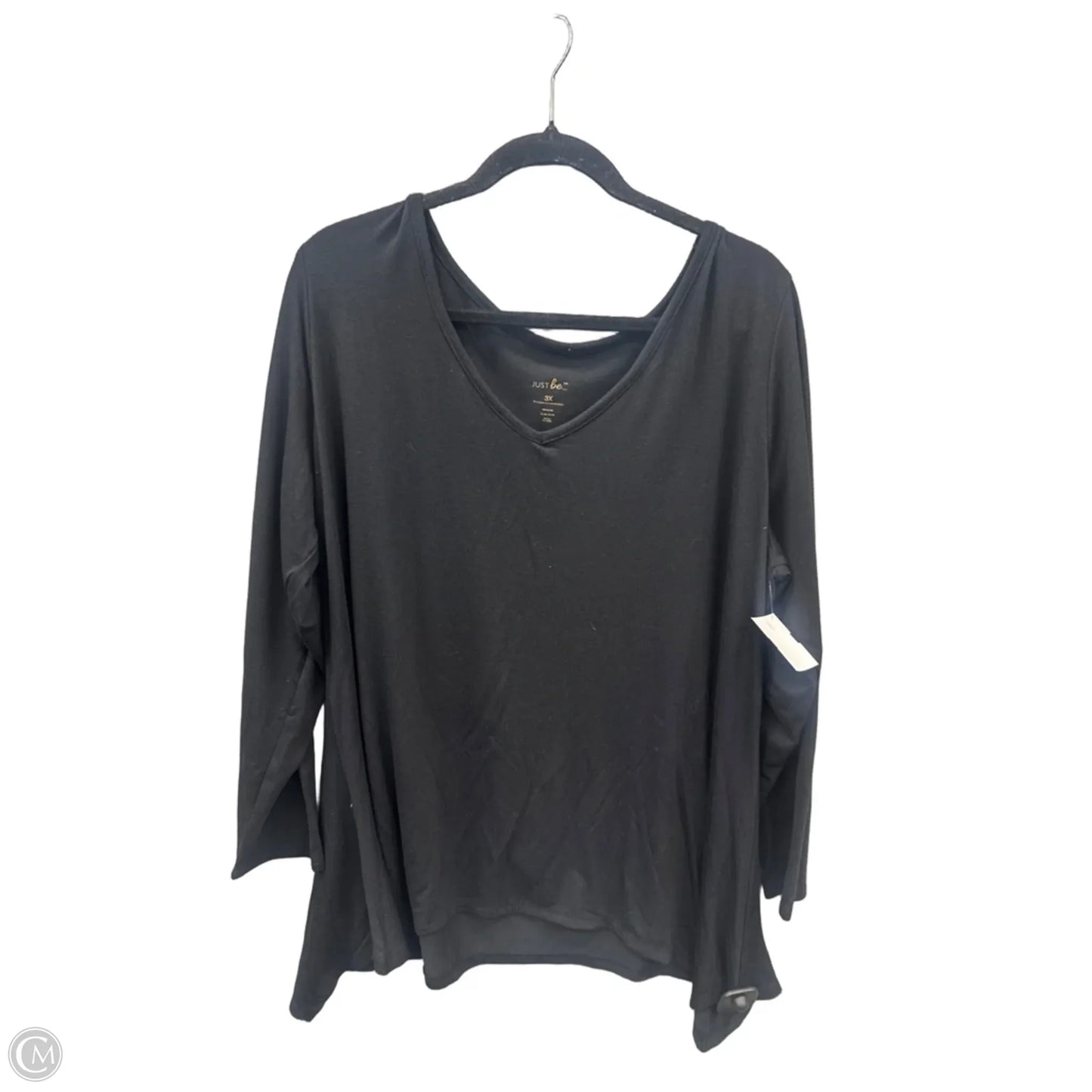 Top Long Sleeve Basic By Just Be In Black, Size: 3x