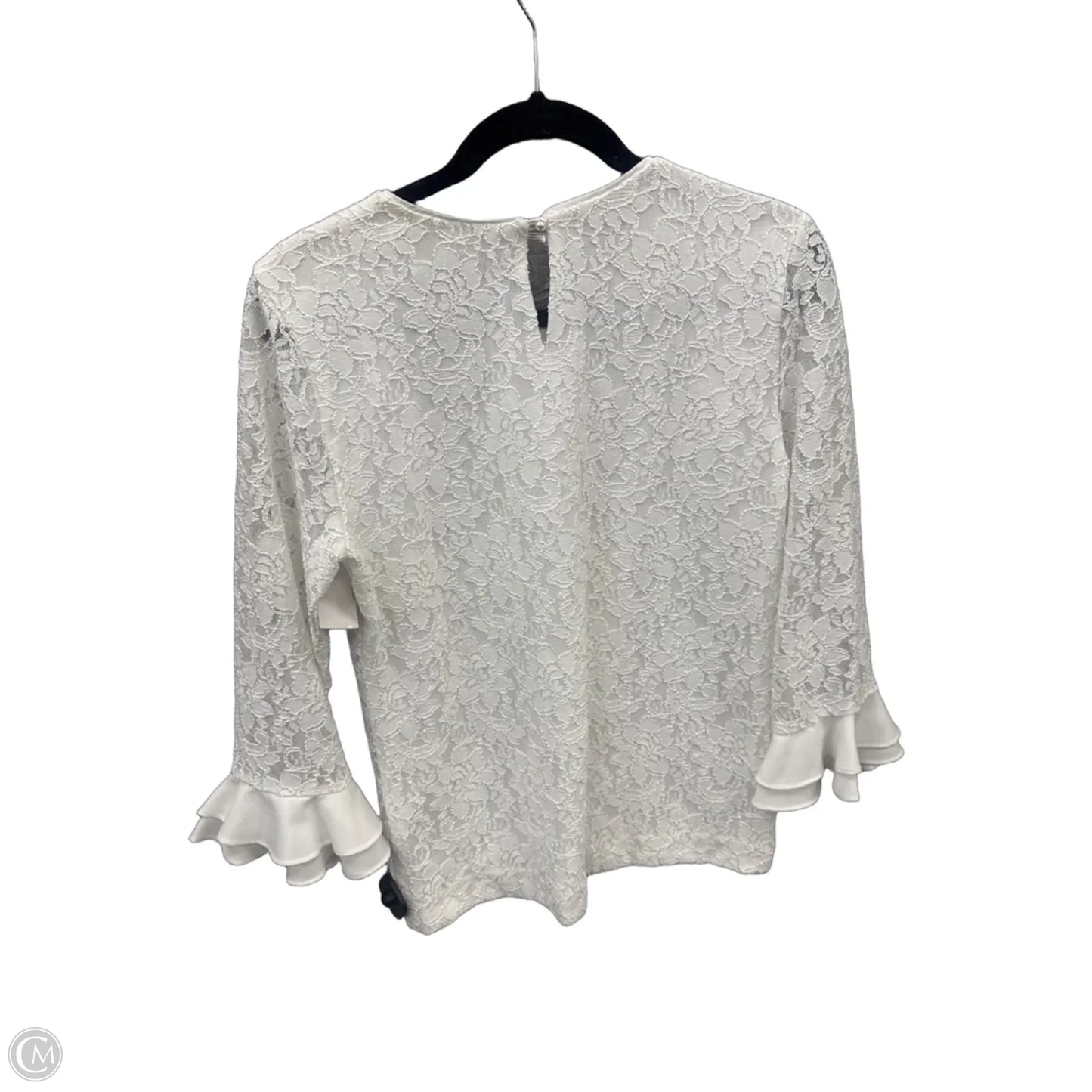 Top Long Sleeve Designer By Karl Lagerfeld In White, Size: S